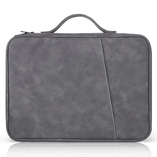 Sheepskin Leather Storage Pouch for 11-inch Laptop 180 Degree Opening Notebook Handbag - 1