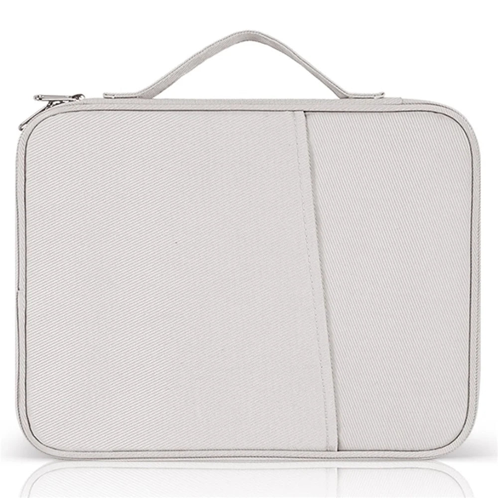 11-inch Laptop Handbag Waterproof Nylon 180 Degree Opening Soft Lining Carrying Pouch - White - 1