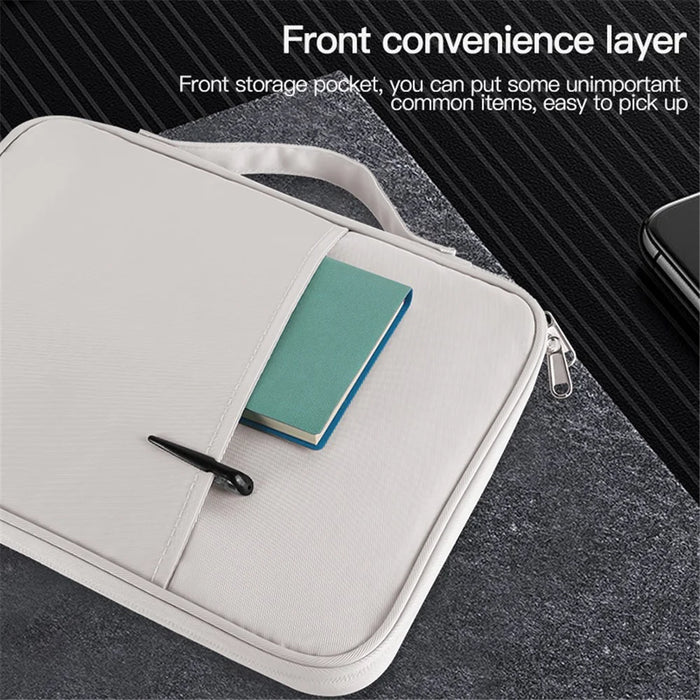 11-inch Laptop Handbag Waterproof Nylon 180 Degree Opening Soft Lining Carrying Pouch - White - 3