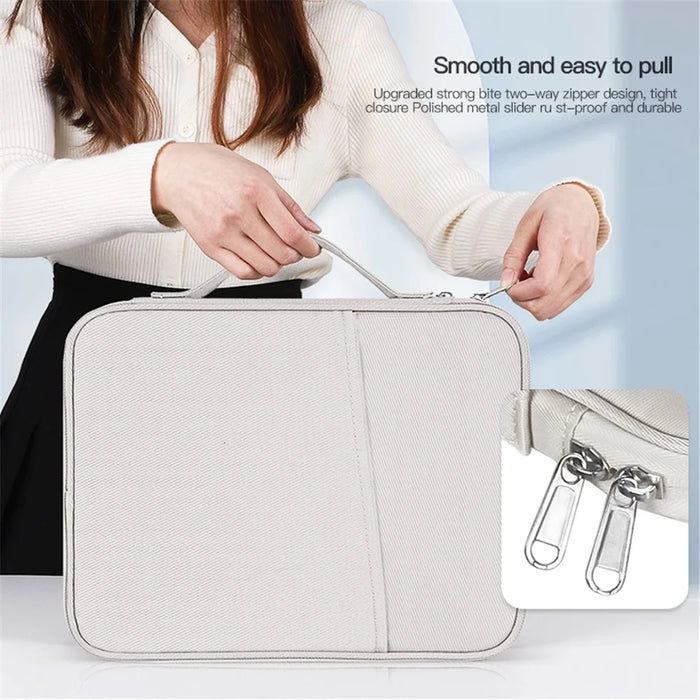 11-inch Laptop Handbag Waterproof Nylon 180 Degree Opening Soft Lining Carrying Pouch - White - 4