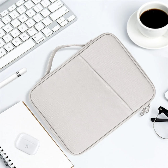 11-inch Laptop Handbag Waterproof Nylon 180 Degree Opening Soft Lining Carrying Pouch - White - 6