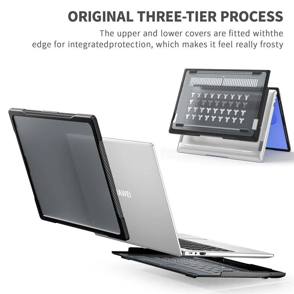Sailor Series for Huawei MateBook 14 (2021) / (2022) / (2023) Laptop Case PC+TPU Notebook Cover - Transparent Black - 4