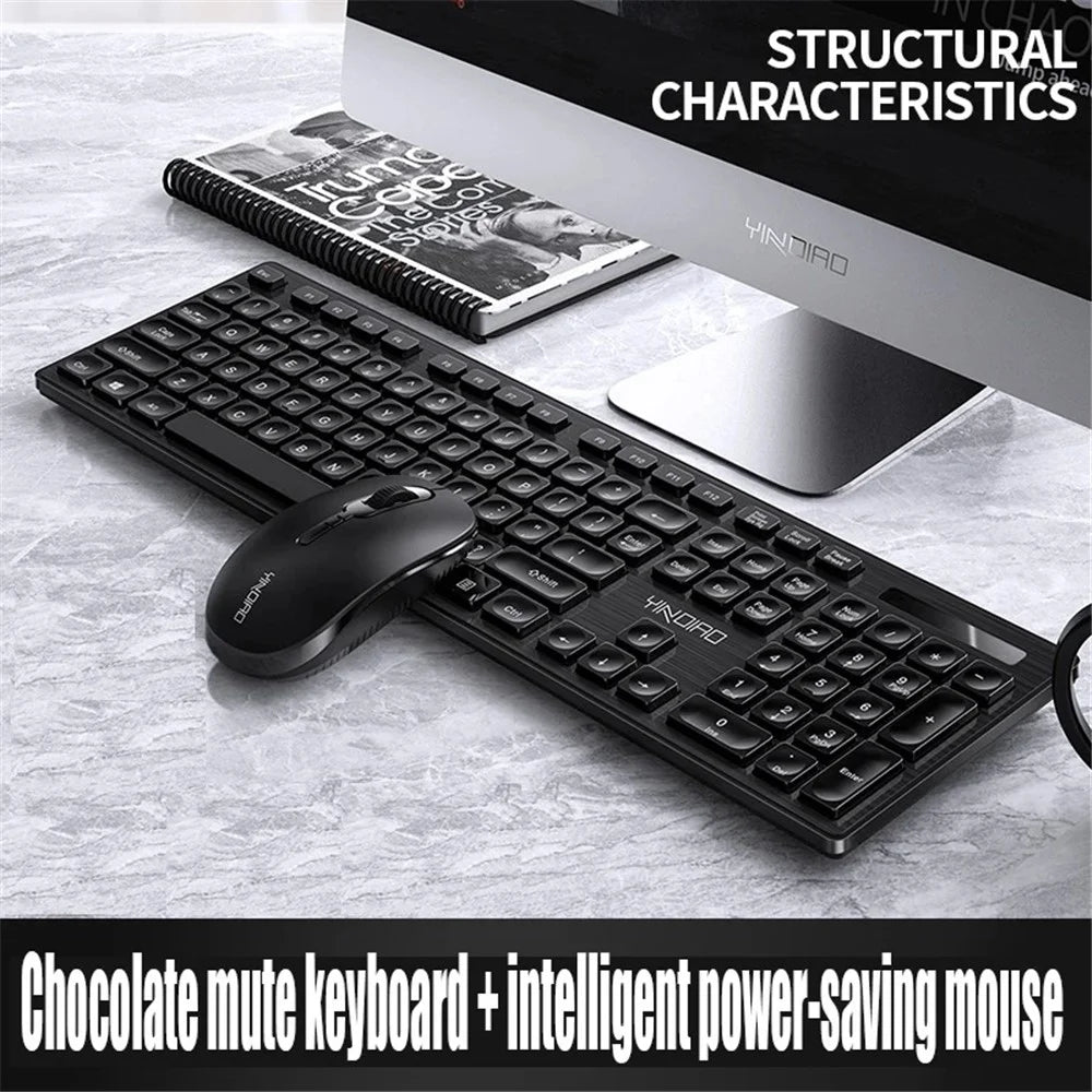 YINDIAO V3Max 2.4G Wireless Smart Sleep Office Keyboard Mouse Set for Computer Laptop - Black - 2