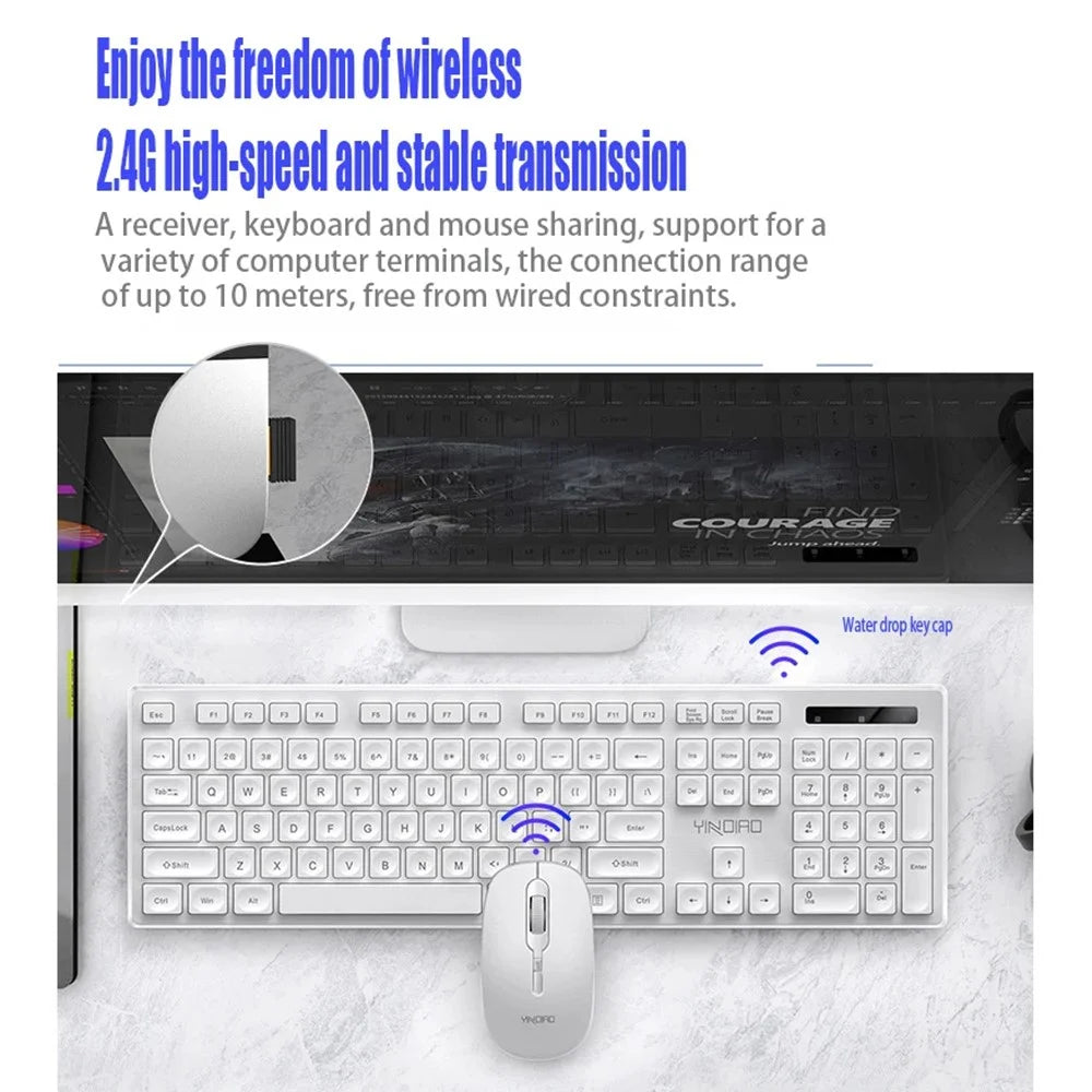 YINDIAO V3Max 2.4G Wireless Smart Sleep Office Keyboard Mouse Set for Computer Laptop - Black - 3
