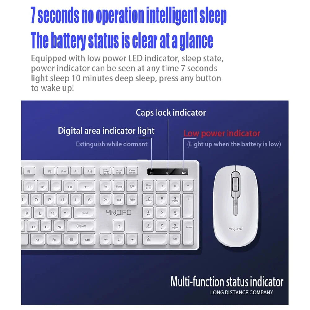 YINDIAO V3Max 2.4G Wireless Smart Sleep Office Keyboard Mouse Set for Computer Laptop - Black - 4