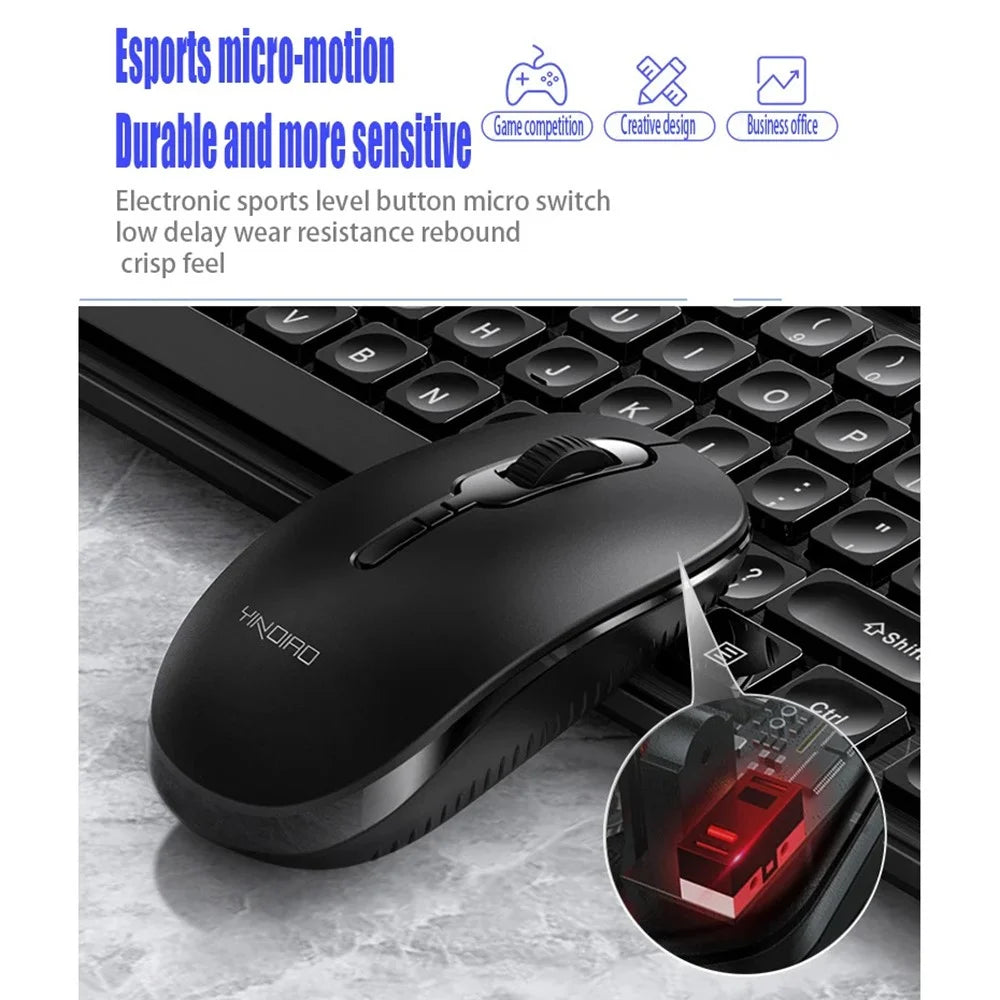 YINDIAO V3Max 2.4G Wireless Smart Sleep Office Keyboard Mouse Set for Computer Laptop - Black - 6