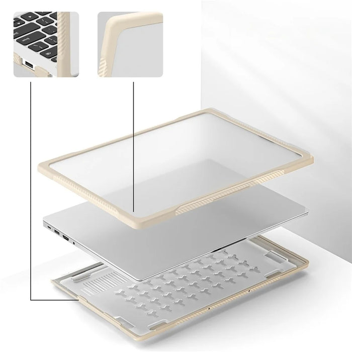 Sailor Series for Huawei MateBook D14 (2023) Case PC+TPU Anti-Cracking Protective Cover - Khaki - 7
