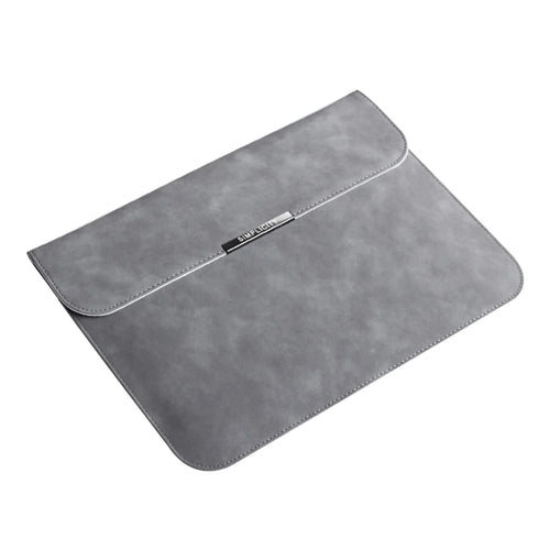 13 / 14 inch PU Leather Laptop Bag Magnetic Flap Horizontal Notebook Sleeve - Grey - 1