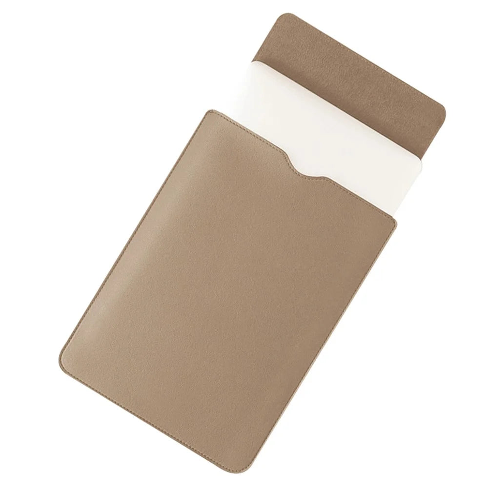 15-inch Ultra Thin Waterproof Laptop Bag Notebook PU Leather Carrying Pouch - Khaki - 1