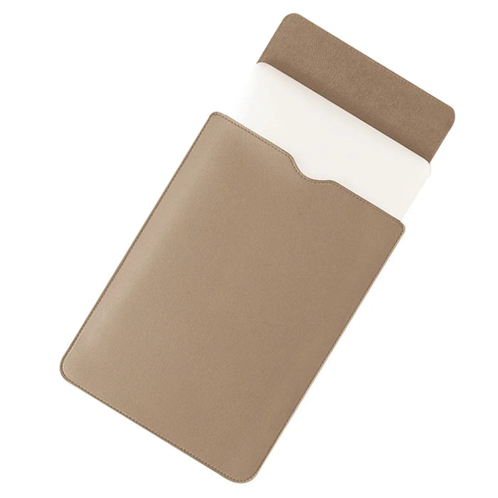 15-inch Ultra Thin Waterproof Laptop Bag Notebook PU Leather Carrying Pouch - Khaki - 1