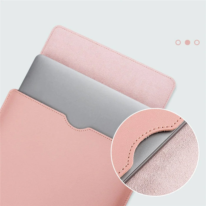 15-inch Ultra Thin Waterproof Laptop Bag Notebook PU Leather Carrying Pouch - Khaki - 3