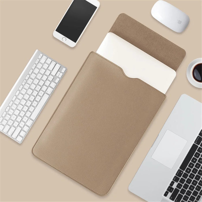 15-inch Ultra Thin Waterproof Laptop Bag Notebook PU Leather Carrying Pouch - Khaki - 7