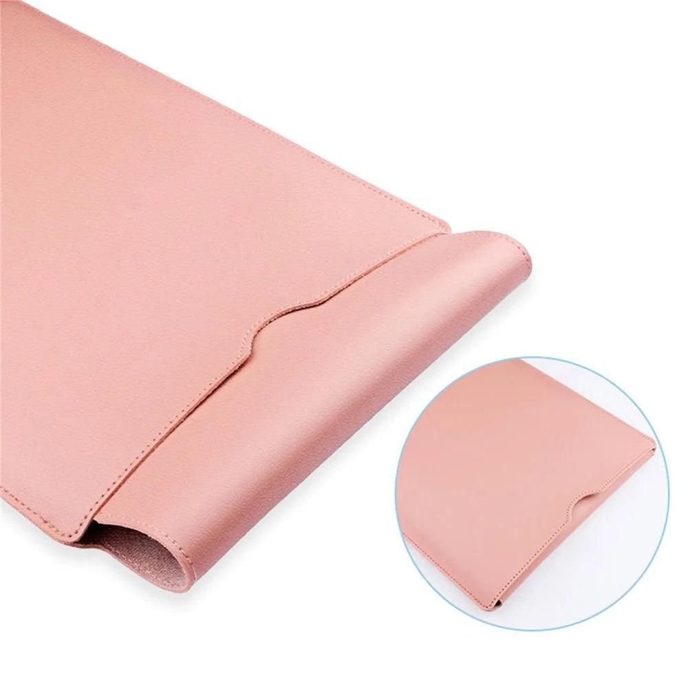 13-inch PU Leather Slim Laptop Bag Soft Lining Anti-scratch Notebook Sleeve - Milk Tea Pink - 2