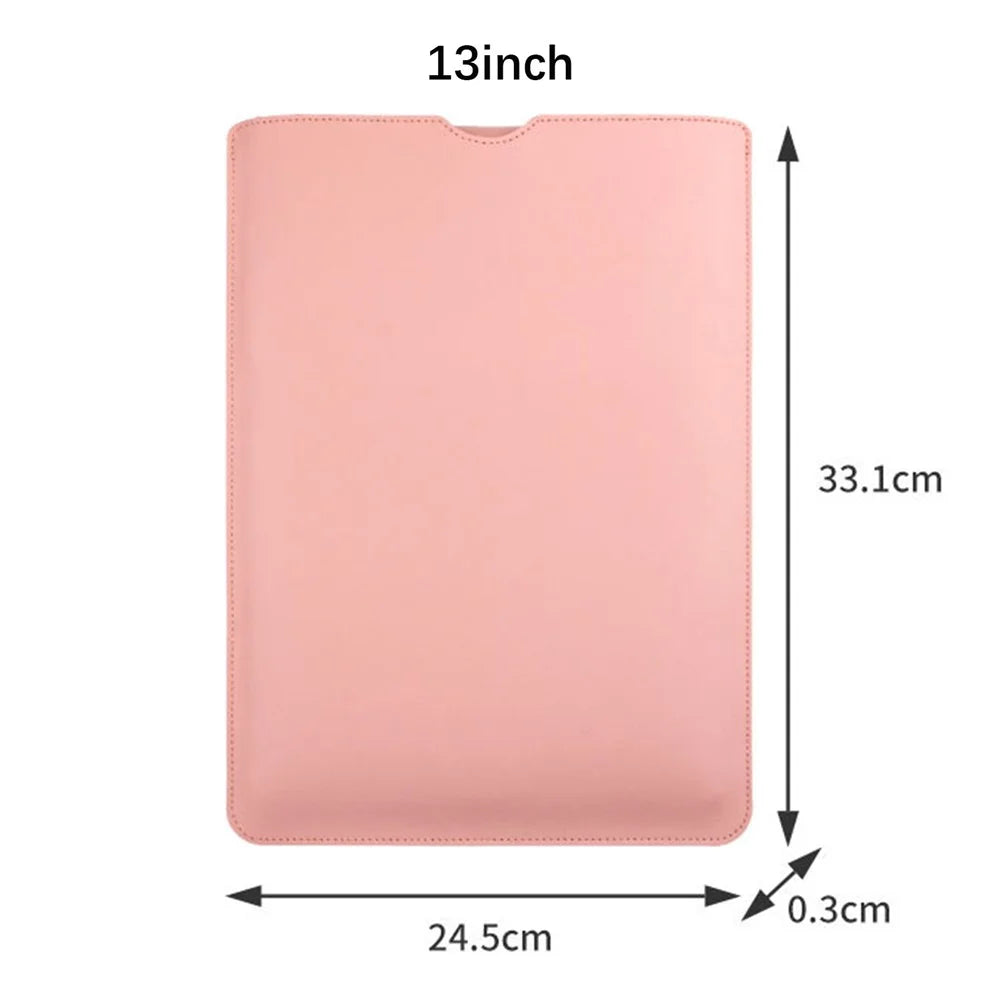 13-inch PU Leather Slim Laptop Bag Soft Lining Anti-scratch Notebook Sleeve - Milk Tea Pink - 6