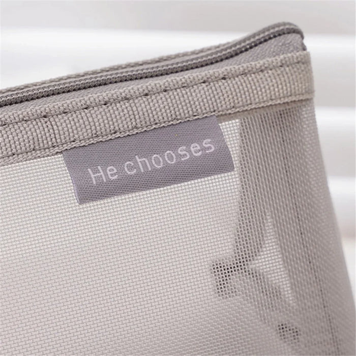 HE CHOOSES D047 Nylon Mesh Pencil Bag Student Triangular Stationery Storage Bag - Black - 5