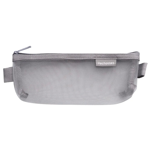 HE CHOOSES D034 Nylon Mesh Pencil Storage Bag Student Stationery Bag - Grey - 1