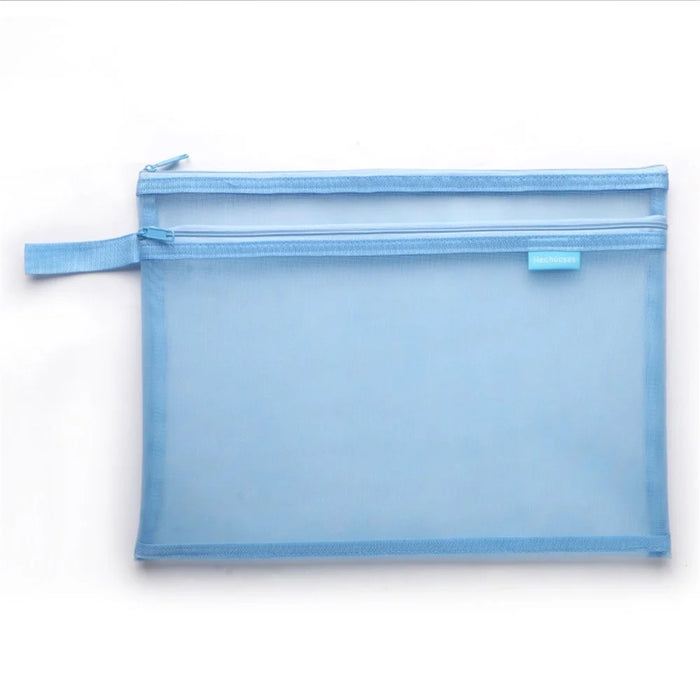 HE CHOOSES D045 A4 File Bag Nylon Document Stationery Zipper Storage Pouch - Blue - 1
