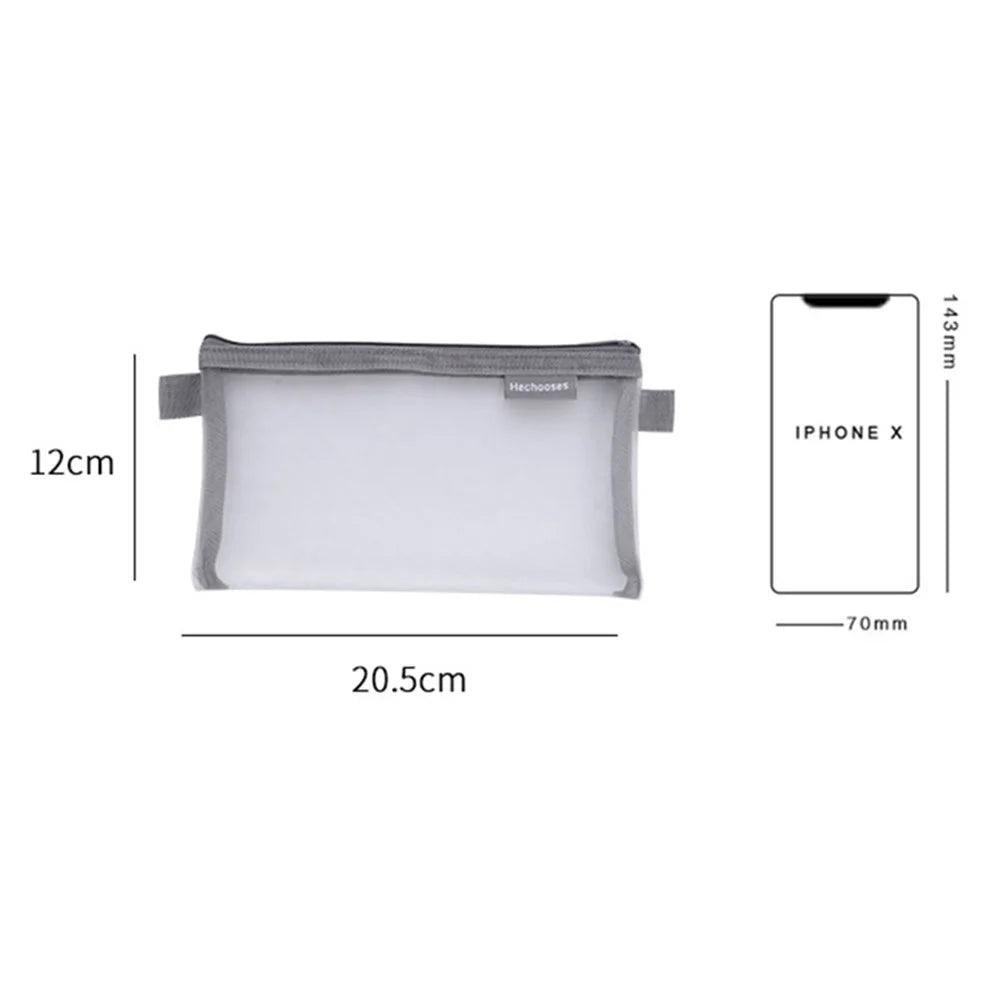 HE CHOOSES D033 Nylon Mesh Pencil Case Stationery Bag School Supplies, Size S - Dark Blue - 6