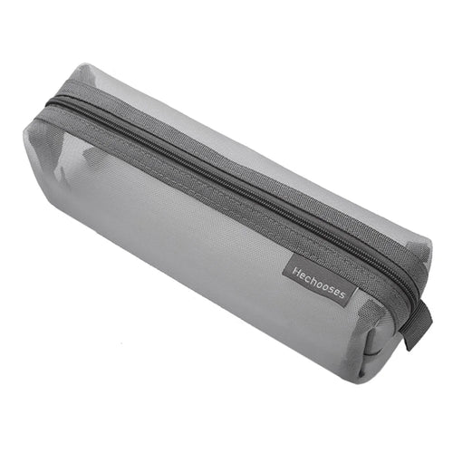 HE CHOOSES D037 Large Square Mesh Pencil Bag Nylon Stationery Storage Bag - Grey - 1