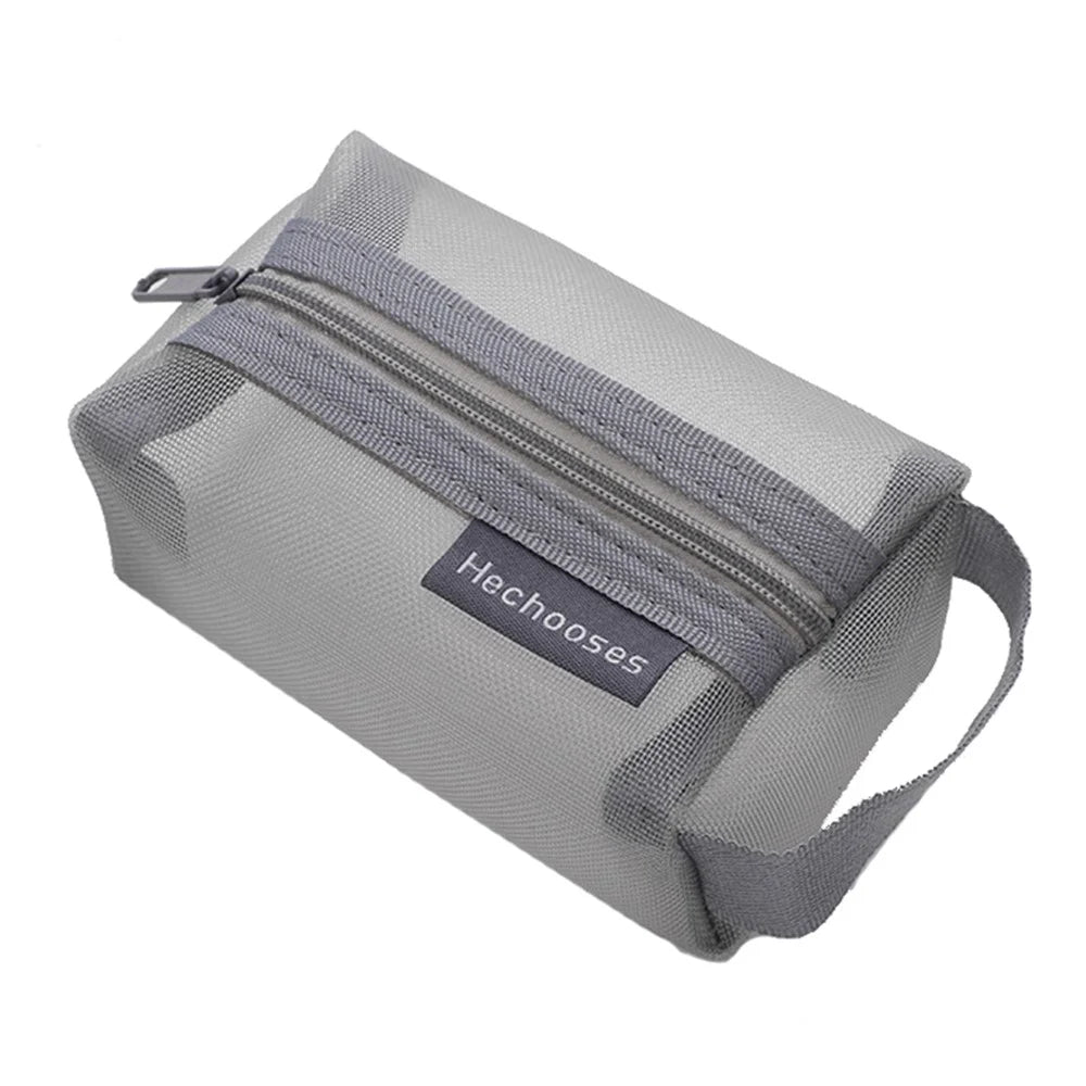 HE CHOOSES D050 Three-Dimensional Square Mesh Coin Purse Storage Bag, Size S - Grey - 1