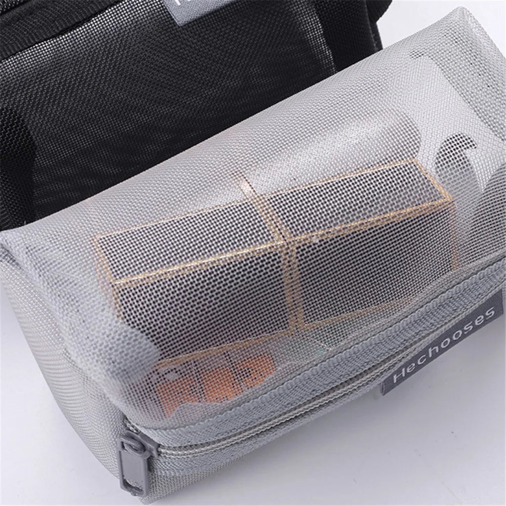 HE CHOOSES D050 Three-Dimensional Square Mesh Coin Purse Storage Bag, Size S - Grey - 2