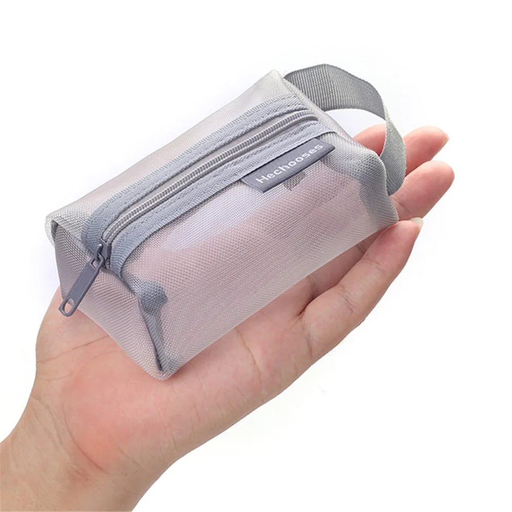 HE CHOOSES D050 Three-Dimensional Square Mesh Coin Purse Storage Bag, Size S - Grey - 4