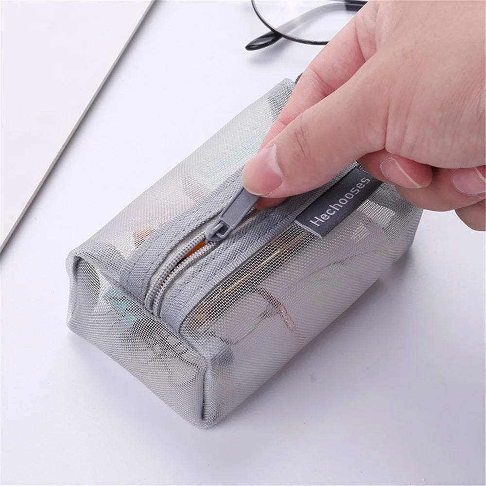 HE CHOOSES D050 Three-Dimensional Square Mesh Coin Purse Storage Bag, Size S - Grey - 5