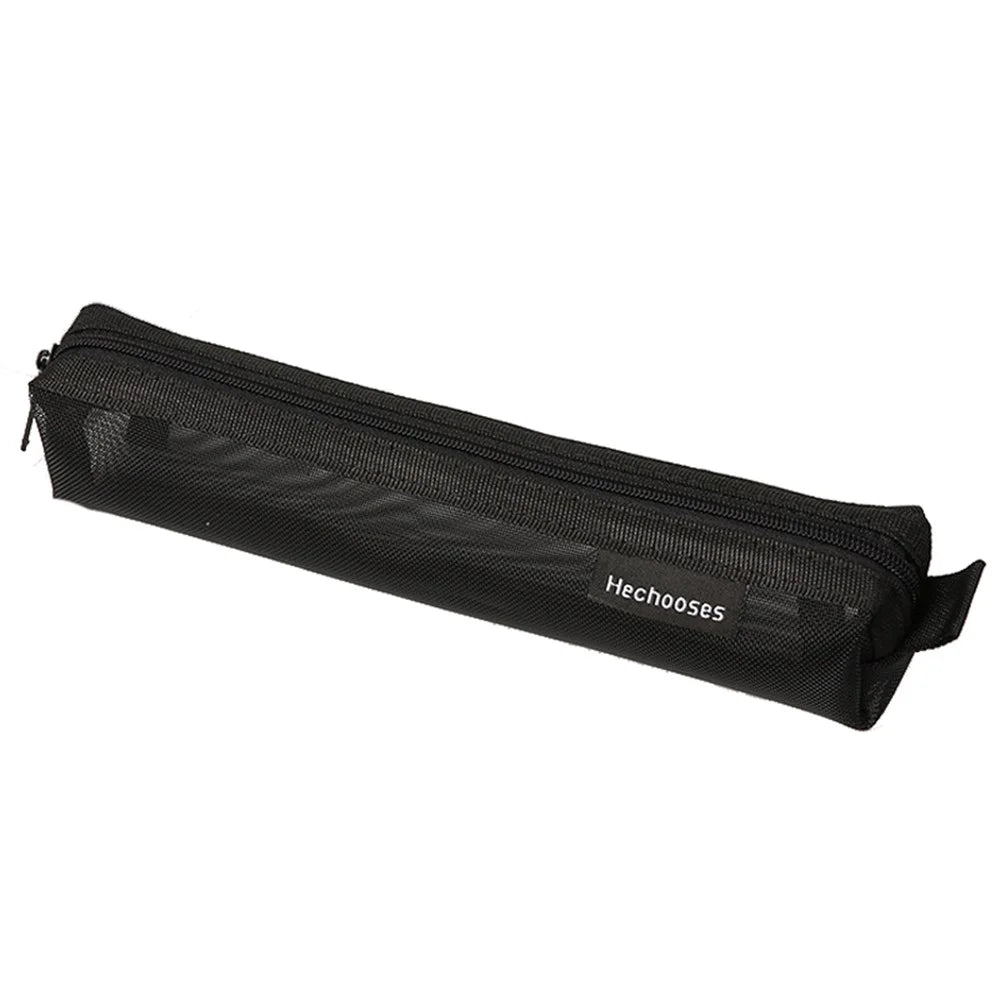 HE CHOOSES D016 Mini Square Mesh Nylon Pencil Bag Student Stationery Storage Bag - Black - 1