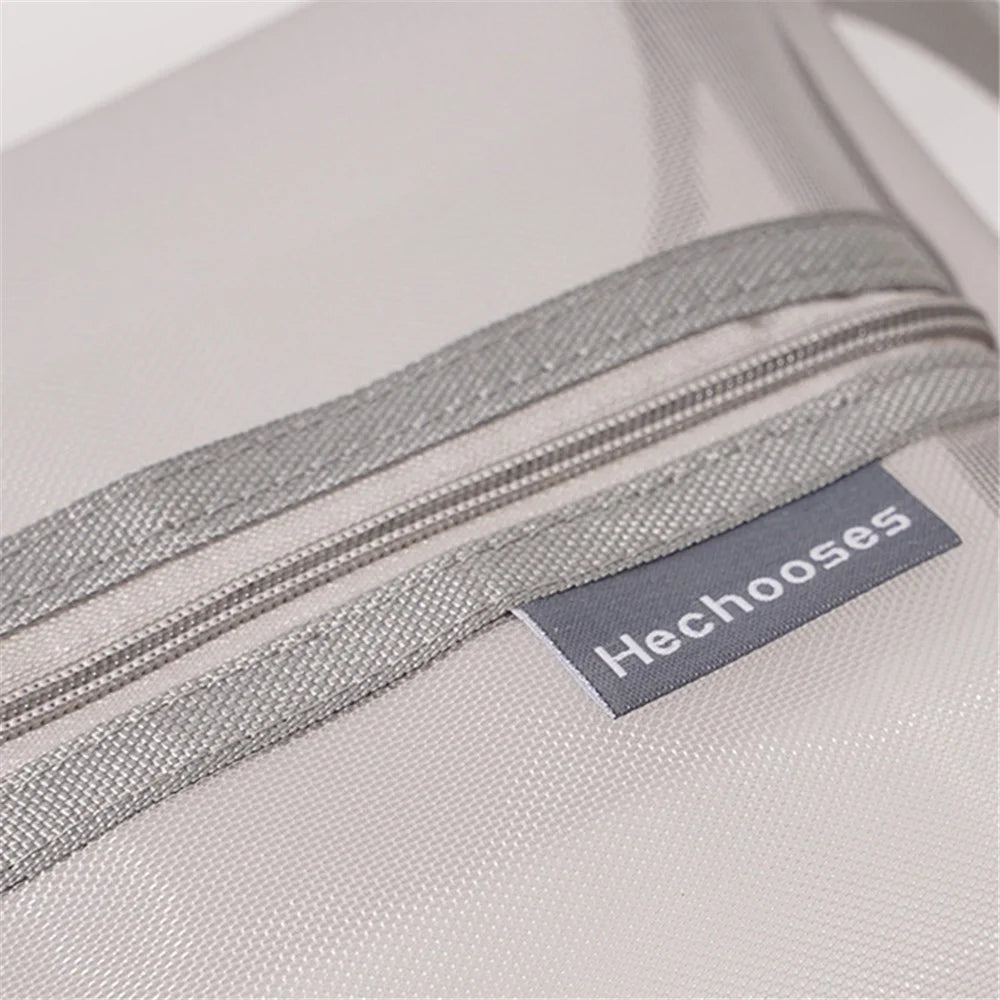 HE CHOOSES D053 Three-Dimensional Square Mesh Storage Bag Pencil Case, Size XL - Grey - 3