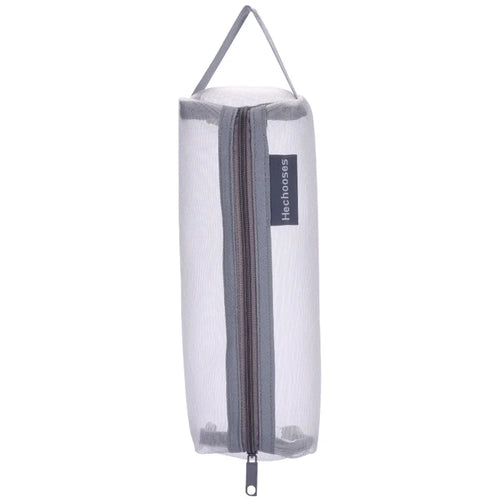 HE CHOOSES D048 Nylon Mesh Student Pencil Stationery Storage Bag with Hand Strap - Grey - 1