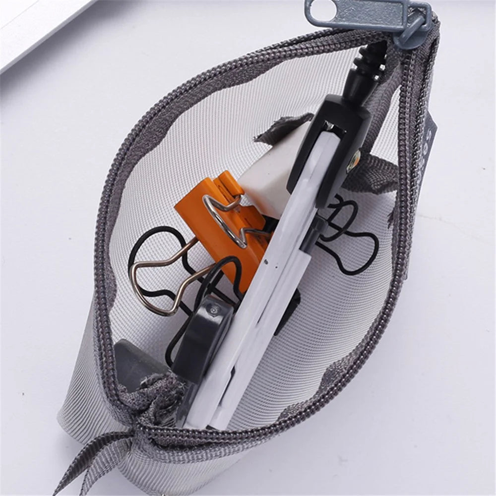 HE CHOOSES D015 Nylon Mesh Coin Purse Keys Cards Zipper Storage Bag - Grey - 3