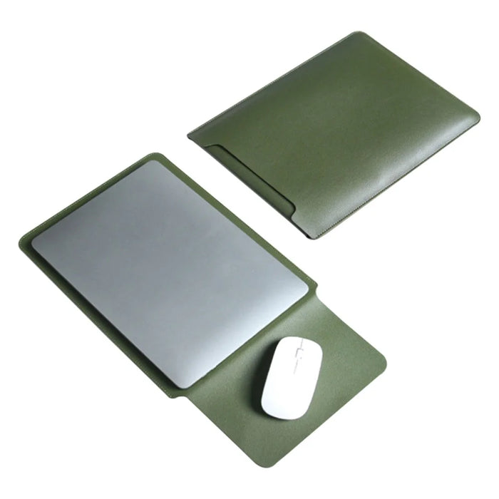 13-inch PU Leather Laptop Bag Ultra-thin Vertical Notebook Sleeve - Blackish Green - 1