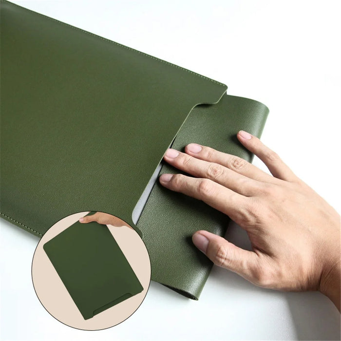 13-inch PU Leather Laptop Bag Ultra-thin Vertical Notebook Sleeve - Blackish Green - 2