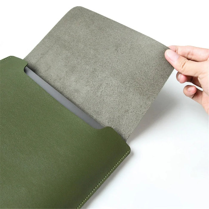 13-inch PU Leather Laptop Bag Ultra-thin Vertical Notebook Sleeve - Blackish Green - 4
