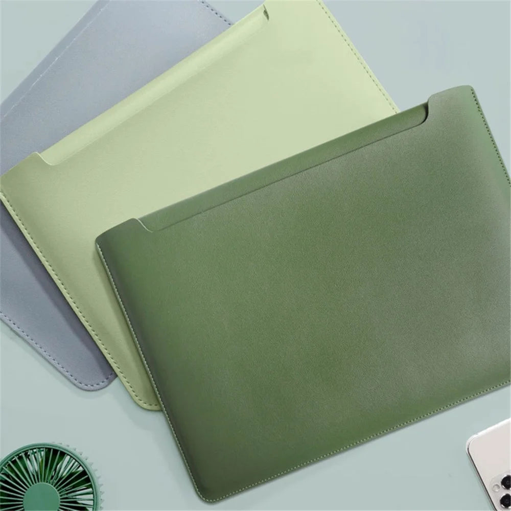 13-inch Ultra-thin Laptop Bag Non-magnet PU Leather Horizontal Carrying Pouch - Blackish Green - 3