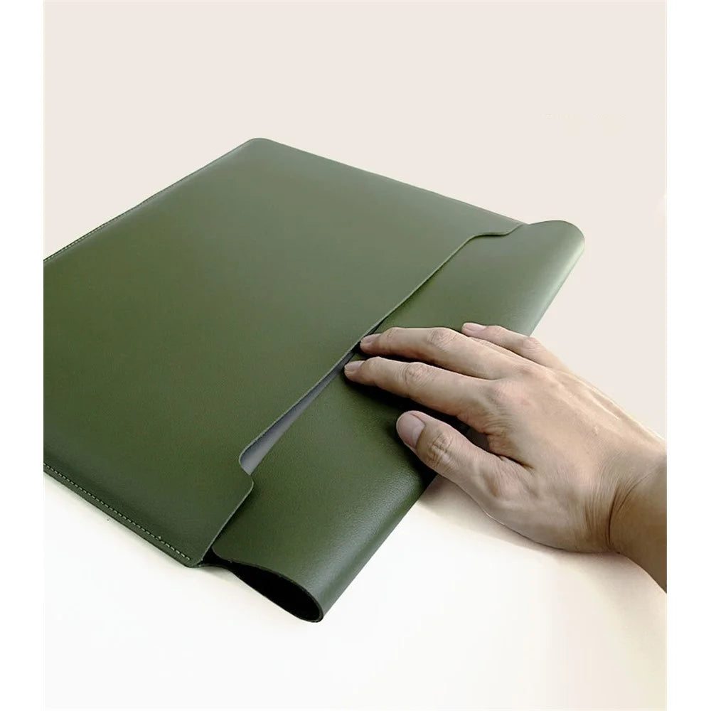 13-inch Ultra-thin Laptop Bag Non-magnet PU Leather Horizontal Carrying Pouch - Blackish Green - 5