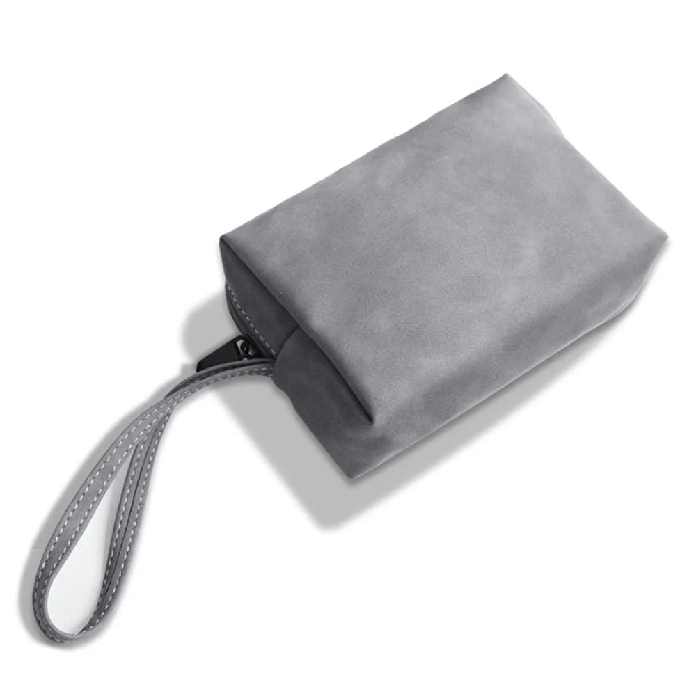 13 / 14 inch Ultra Slim Vertical PU Leather Laptop Bag Notebook Sleeve + Small Bag - Grey - 3