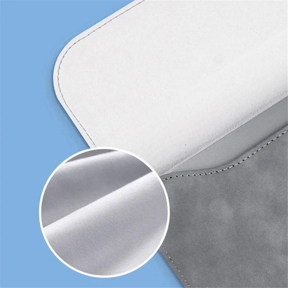 13 / 14 inch Ultra Slim Vertical PU Leather Laptop Bag Notebook Sleeve + Small Bag - Grey - 6