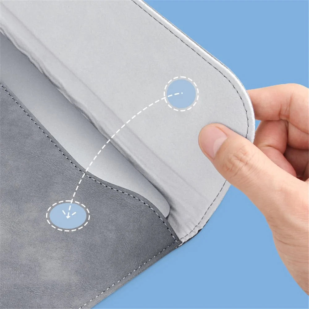13 / 14 inch Ultra Slim Vertical PU Leather Laptop Bag Notebook Sleeve + Small Bag - Grey - 7