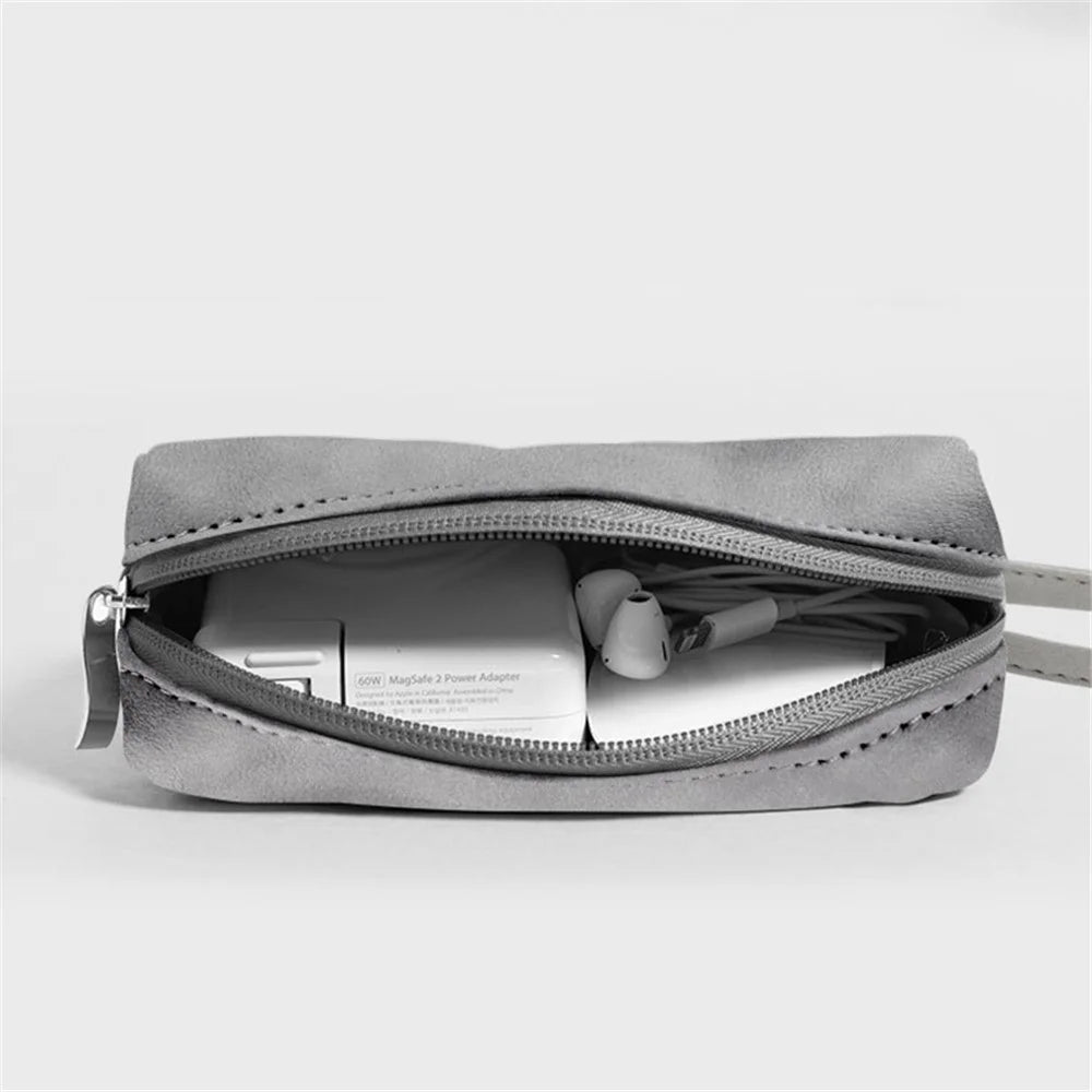 15-inch Notebook Sleeve Ultra Slim Vertical PU Leather Laptop Bag + Small Bag - Grey - 4
