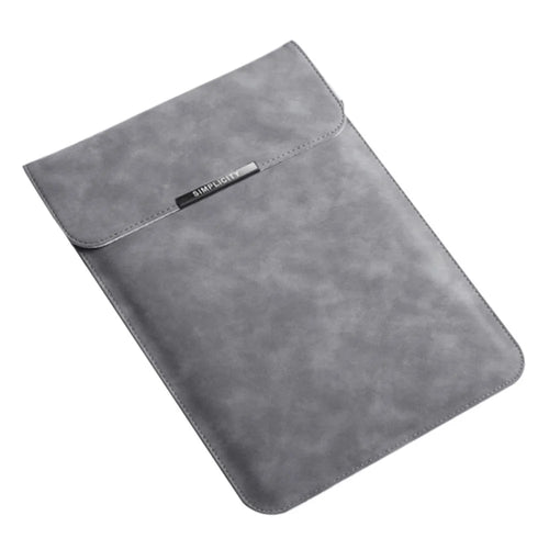13 / 14 inch Ultra Slim Vertical PU Leather Laptop Bag Shockproof Notebook Sleeve - Grey - 1