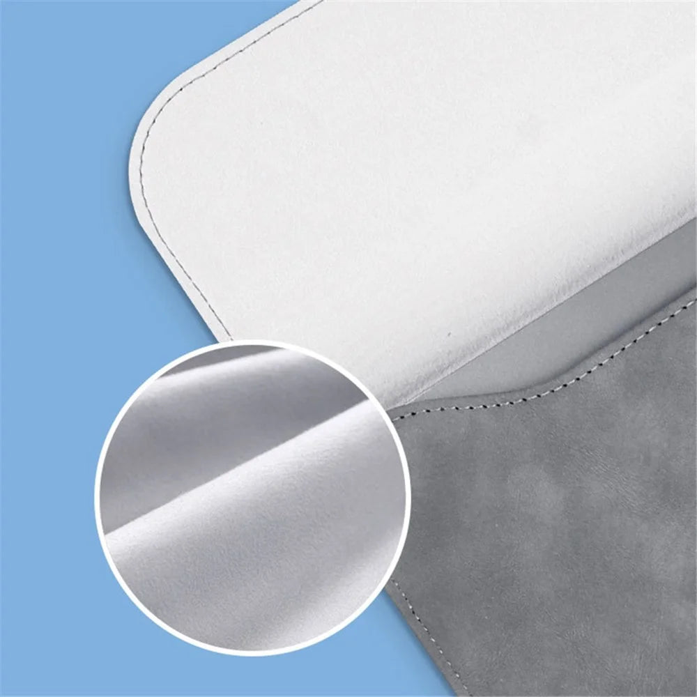 13 / 14 inch Horizontal Laptop Bag Ultra Slim PU Leather Notebook Sleeve + Small Bag - Grey - 7