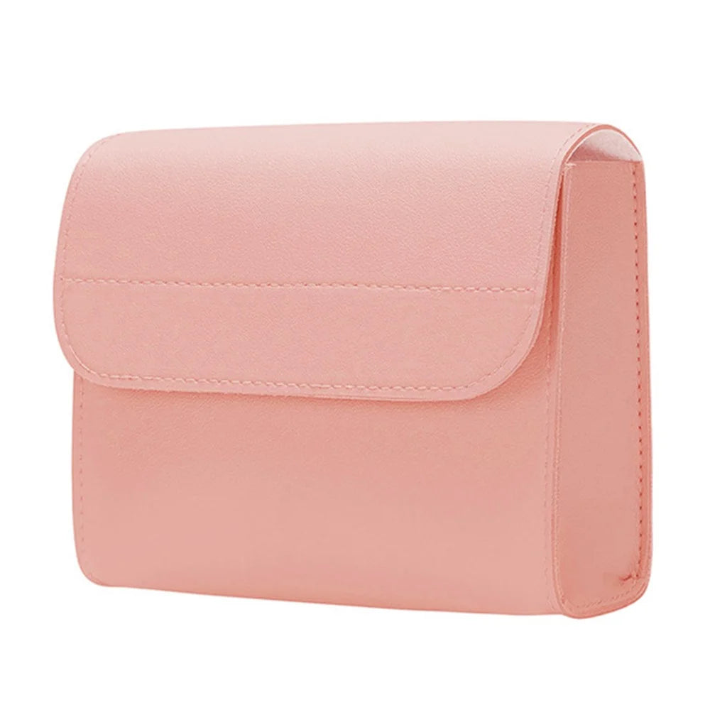 Power Bank Storage Bag Ultra-thin PU Leather Accessories Organizer - Milk Tea Pink - 1