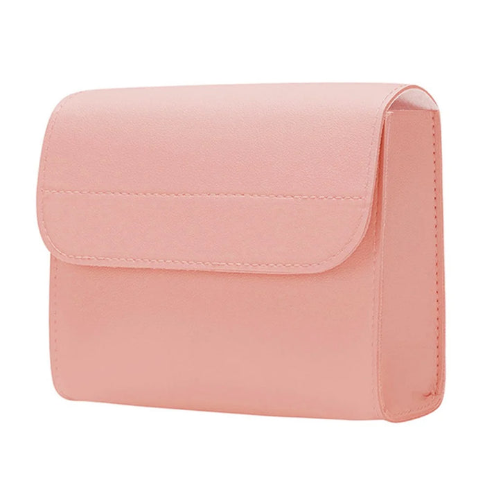 Power Bank Storage Bag Ultra-thin PU Leather Accessories Organizer - Milk Tea Pink - 1