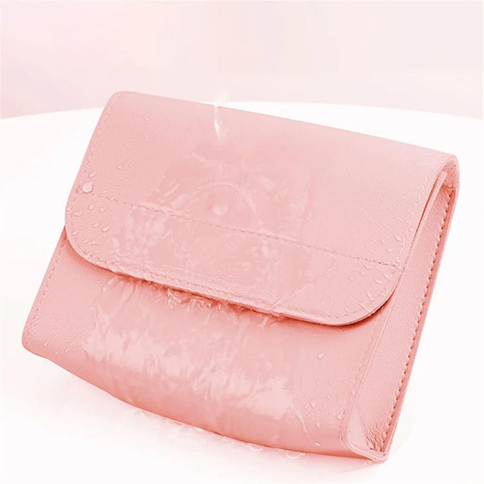 Power Bank Storage Bag Ultra-thin PU Leather Accessories Organizer - Milk Tea Pink - 4