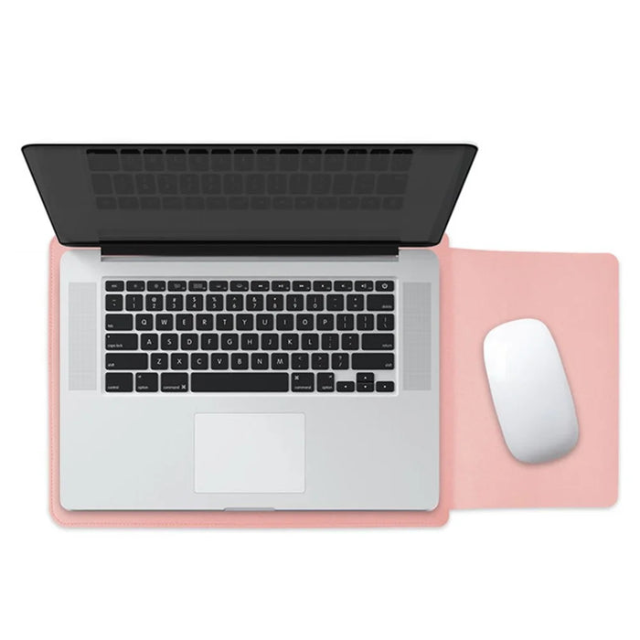 13 inch PU Leather Laptop Bag Ultra Slim Carrying Pouch + Small Bag - Milk Tea Pink - 5