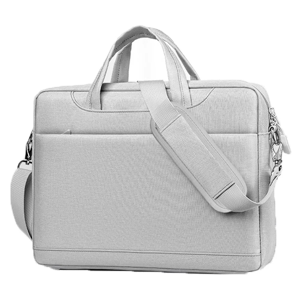 213 17.3 inch Thicker Airbag Laptop Handbag Polyester Crossbody Shoulder Bag - Light Grey - 1