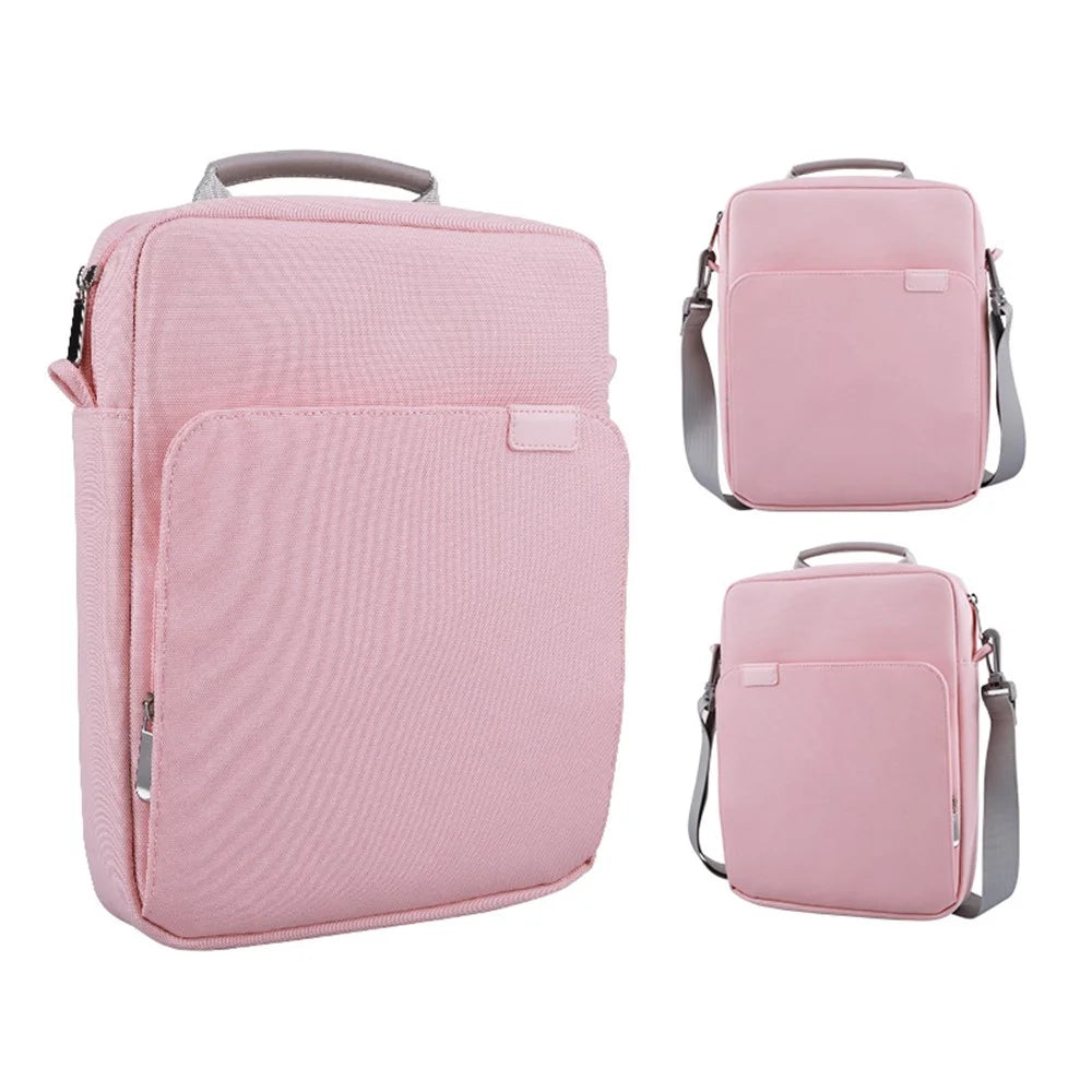 12.9-13.3inch Shockproof Laptop Carrying Bag Polyester Notebook Handbag Crossbody Bag - Pink - 1