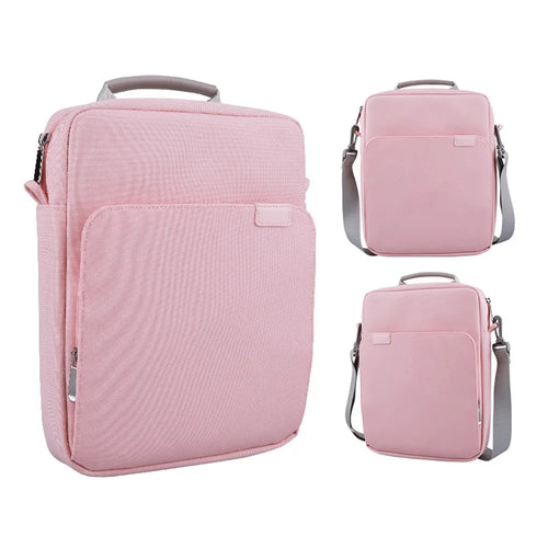 12.9-13.3inch Shockproof Laptop Carrying Bag Polyester Notebook Handbag Crossbody Bag - Pink - 1