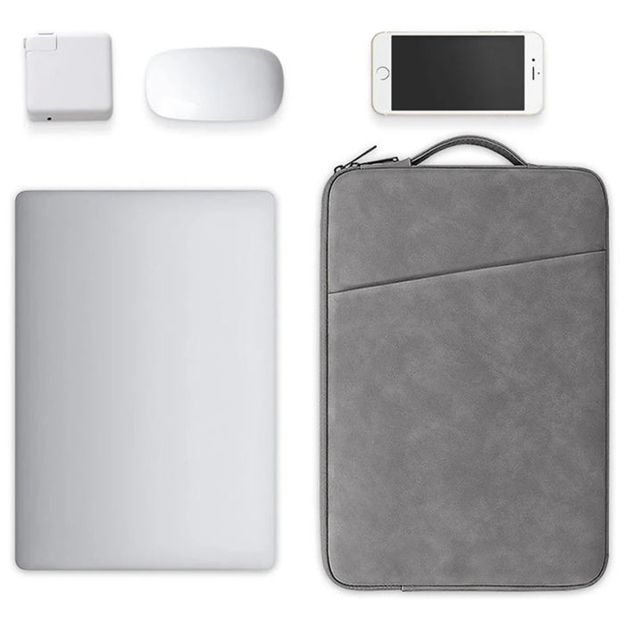 ND03S 13-14 inch Laptop Bag Waterproof PU Leather Notebook Handbag - Dark Grey - 5